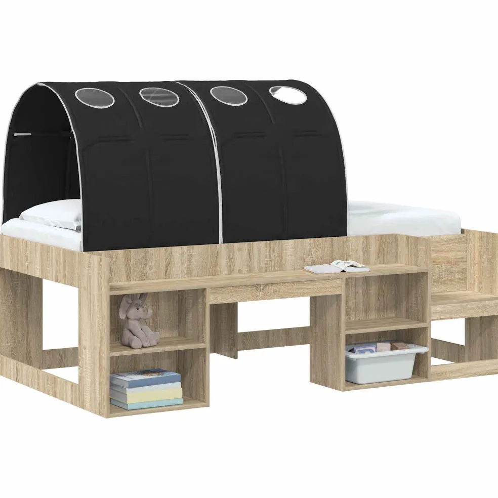 vidaXL Bedtunnel 2 st Zwart Polyester
