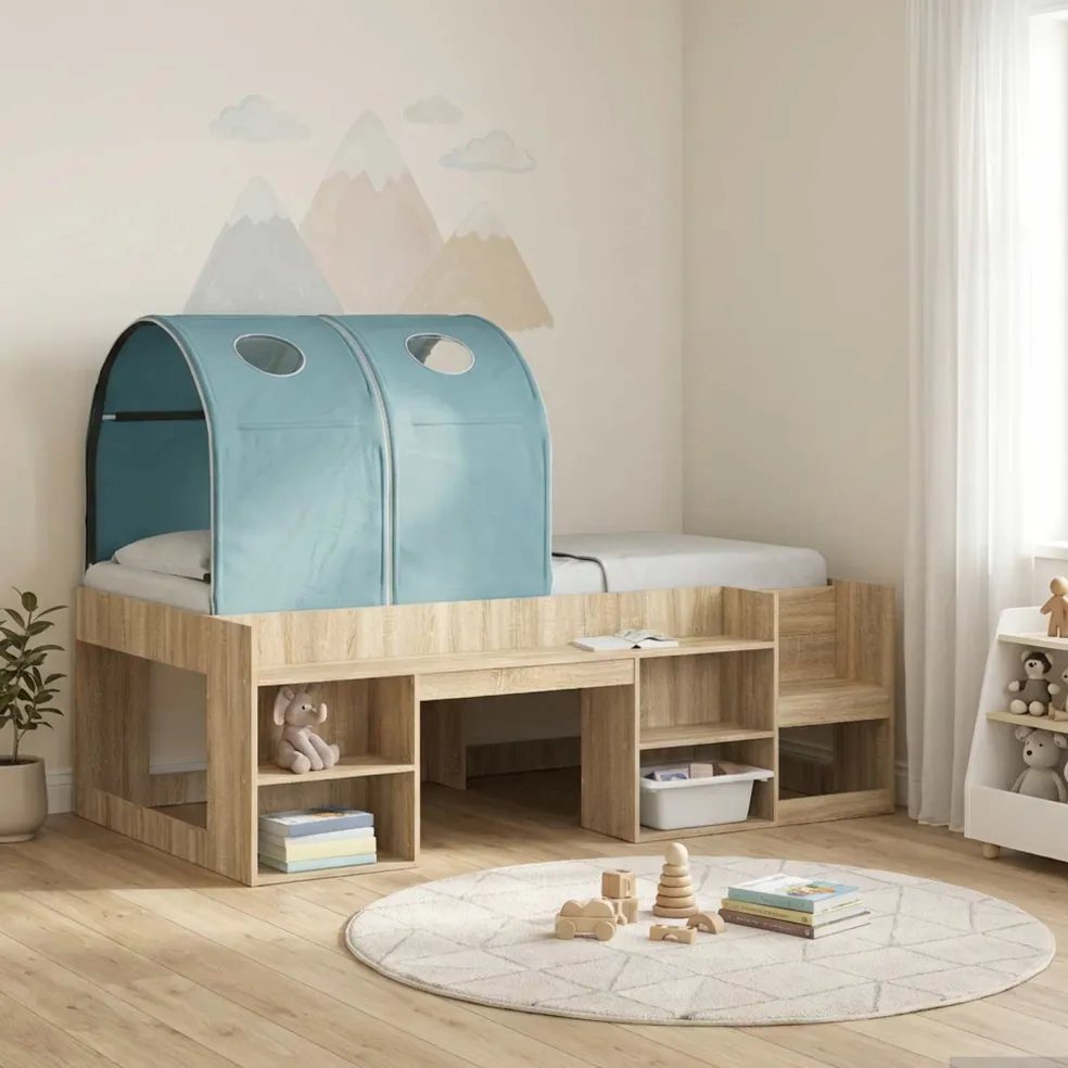vidaXL Bedtunnel voor kinderbedden 2 st Lichtblauw Polyester