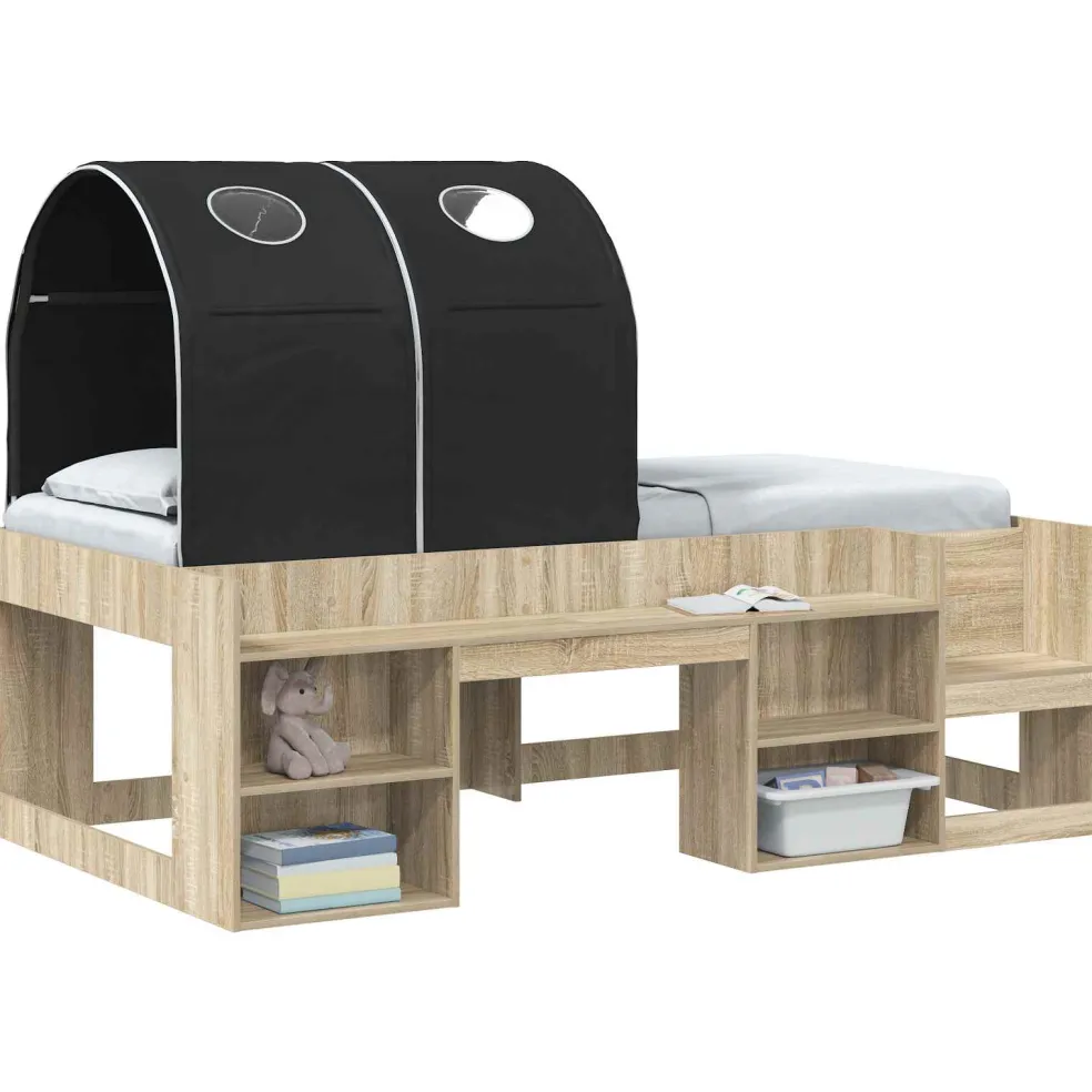 vidaXL Bedtunnel voor kinderbedden 2 st Zwart Polyester