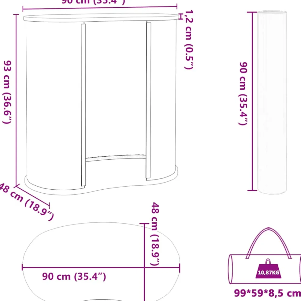 vidaXL Beursbalie inklapbaar 90x48x93 cm bewerkt hout