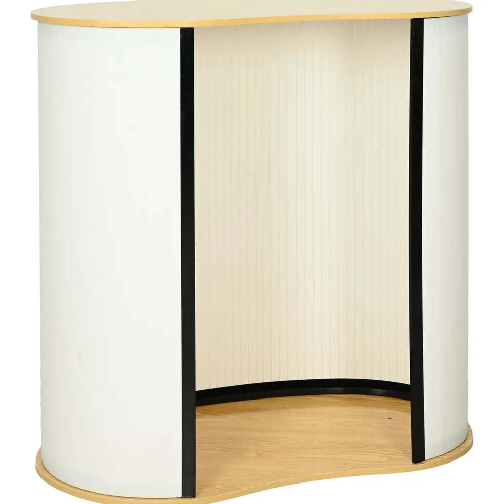 vidaXL Beursbalie Lichtbruin en wit 90 x 48 x 93 cm Bewerkt hout en PP