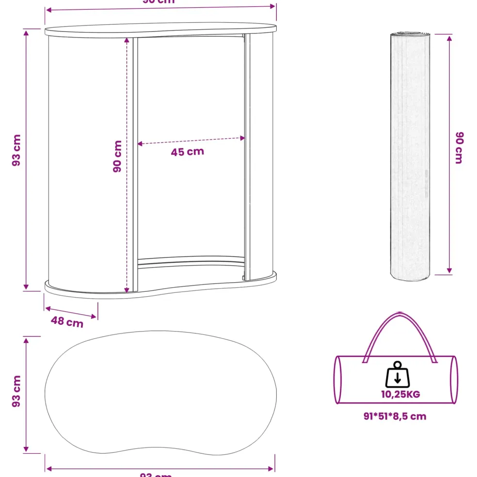 vidaXL Beursbalie Lichtbruin en wit 90 x 48 x 93 cm Bewerkt hout en PP