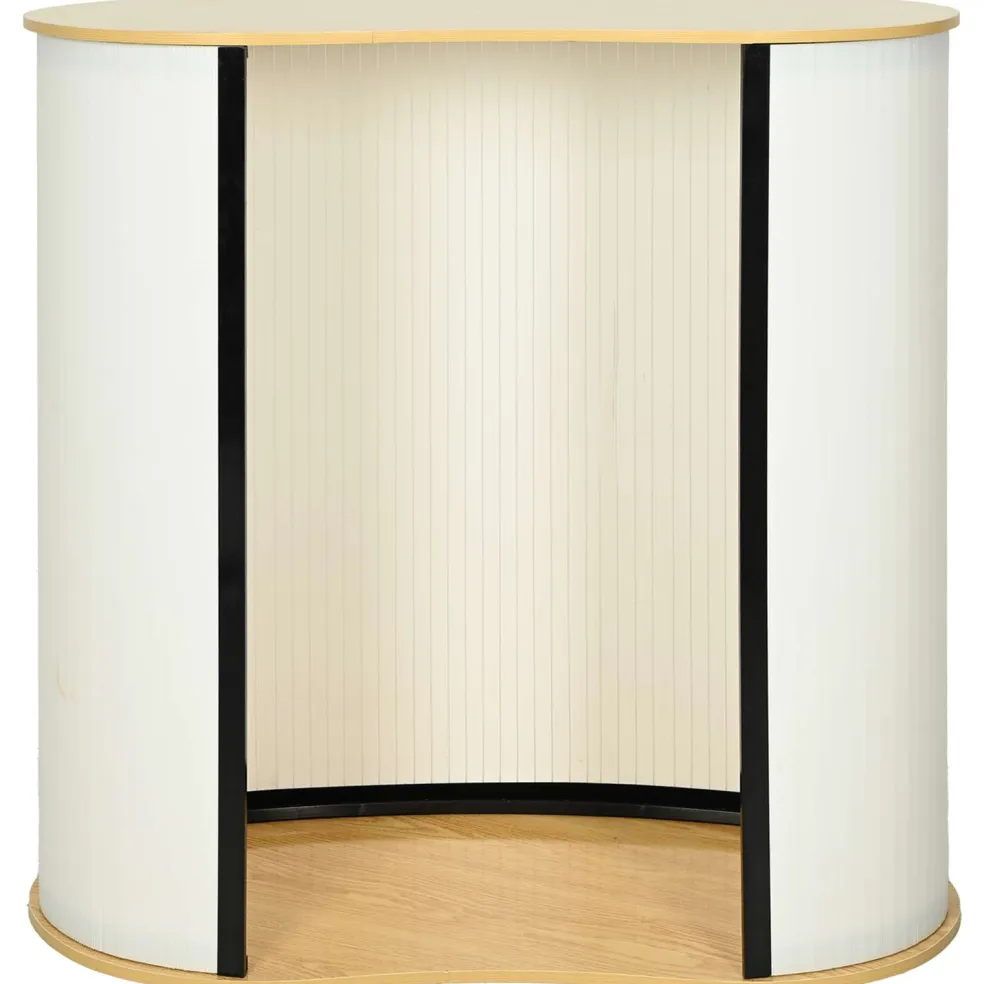 vidaXL Beursbalie Lichtbruin en wit 90 x 48 x 93 cm Bewerkt hout en PP