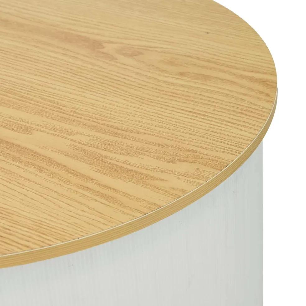 vidaXL Beursbalie Lichtbruin en wit Ø 60 x 93 cm Bewerkt hout en PP
