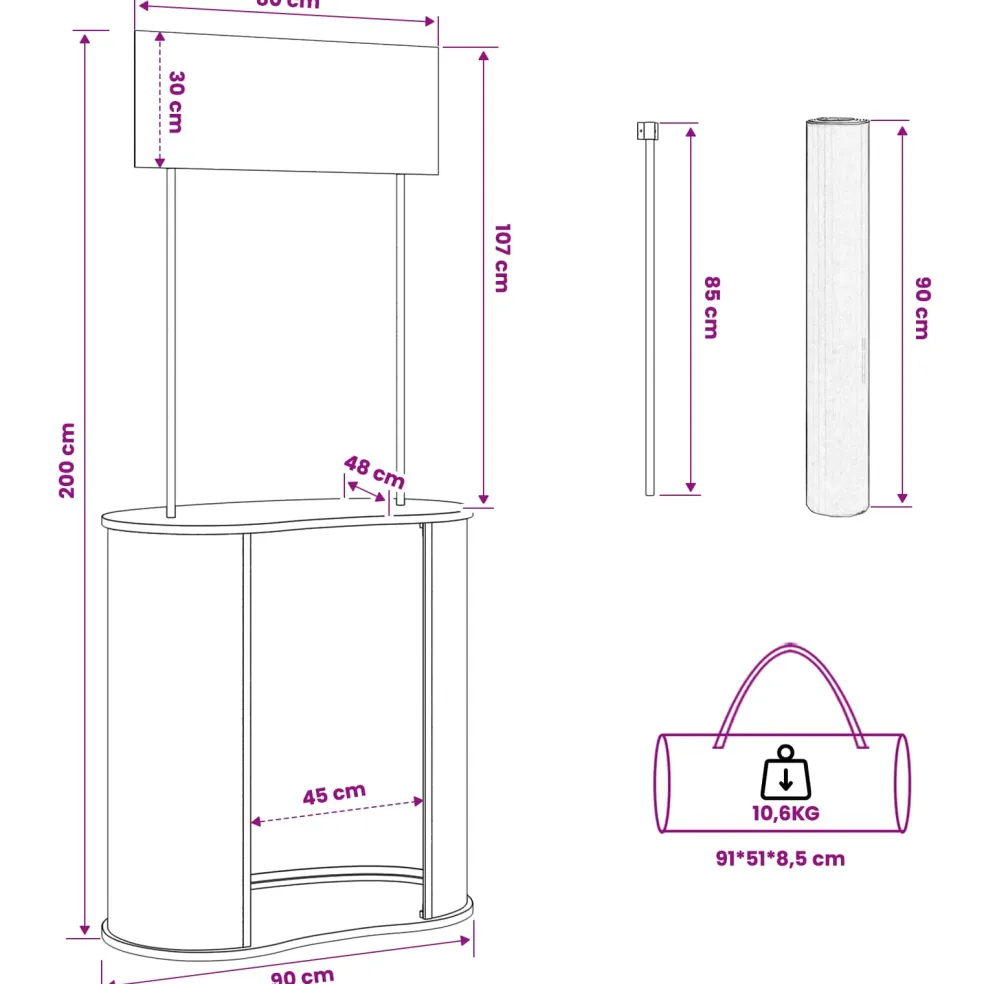 vidaXL Beursbalie Lichtbruin en wit 90 x 48 x 200 cm