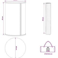 vidaXL Beursbalie Zwart en Wit Ø 60 x 93 cm Bewerkt hout en PP