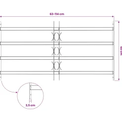 vidaXL Beveiligingsrooster voor ramen met 4 kruisbalken 63-114 cm