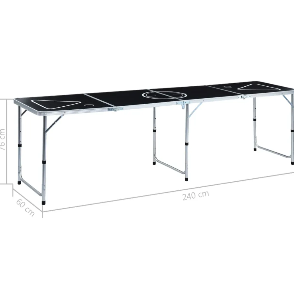 vidaXL Bierpongtafel inklapbaar 240 cm zwart