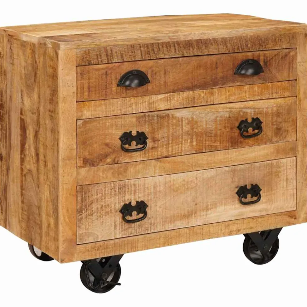 vidaXL Bijzetkast met lade Bruin 70 x 38 x 63 cm massief mangohout