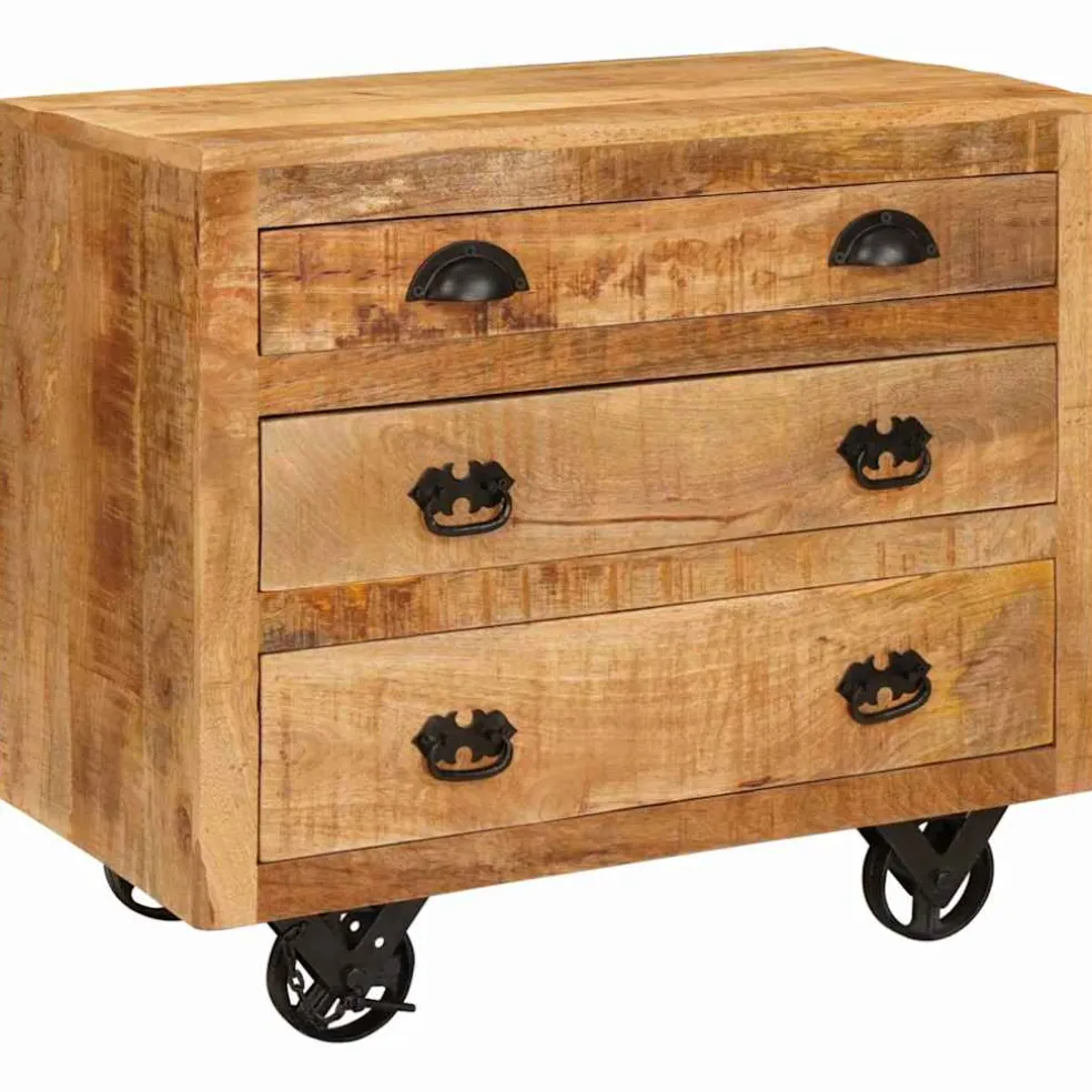 vidaXL Bijzetkast met lade Bruin 70 x 38 x 63 cm massief mangohout