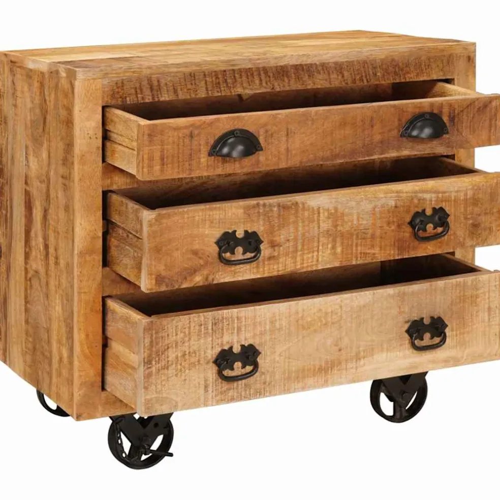 vidaXL Bijzetkast met lade Bruin 70 x 38 x 63 cm massief mangohout