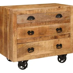 vidaXL Bijzetkast met lade Bruin 70 x 38 x 63 cm massief mangohout