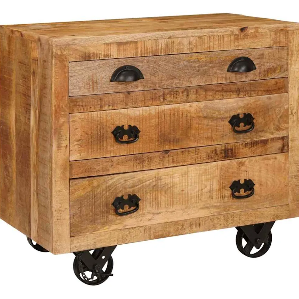 vidaXL Bijzetkast met lade Bruin 70 x 38 x 63 cm massief mangohout