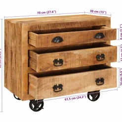 vidaXL Bijzetkast met lade Bruin 70 x 38 x 63 cm massief mangohout