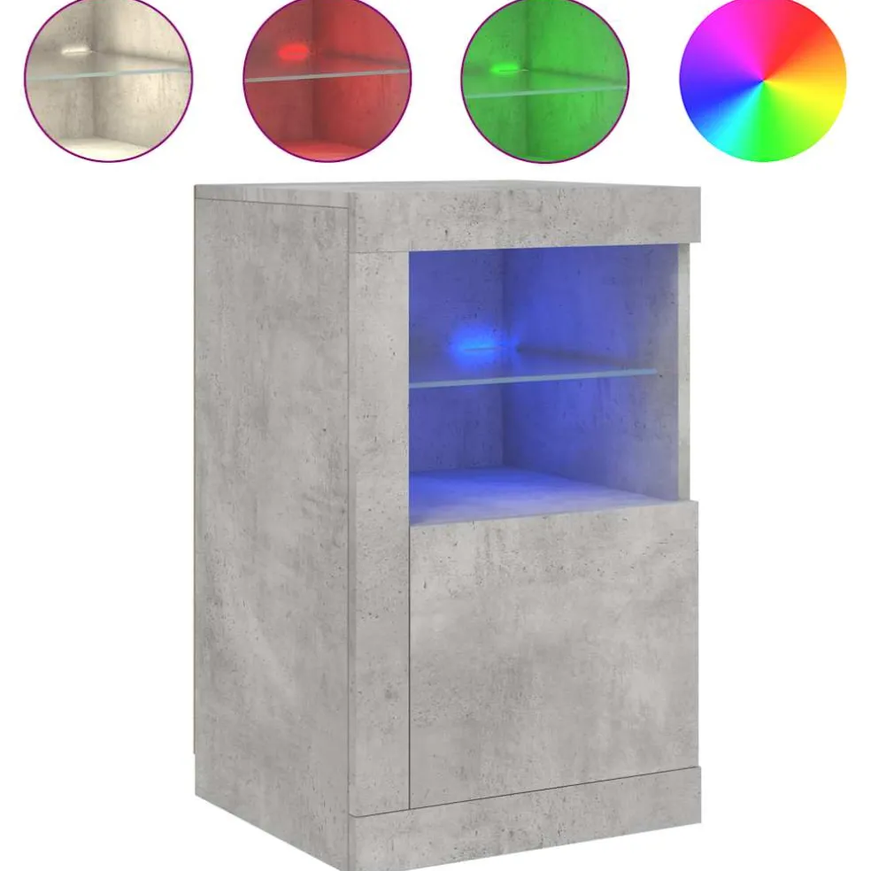 vidaXL Bijzetkast met LED-verlichting bewerkt hout betongrijs