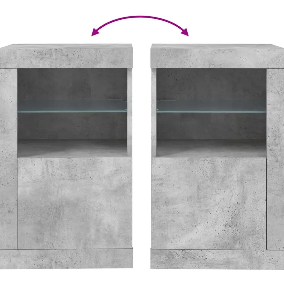 vidaXL Bijzetkast met LED-verlichting bewerkt hout betongrijs