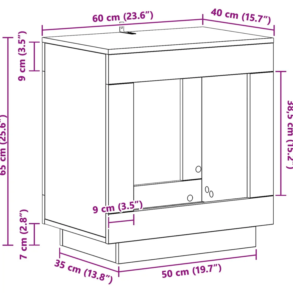 vidaXL Bijzettafel Artisanaal eiken 60 x 40 x 65 cm Bewerkt hout