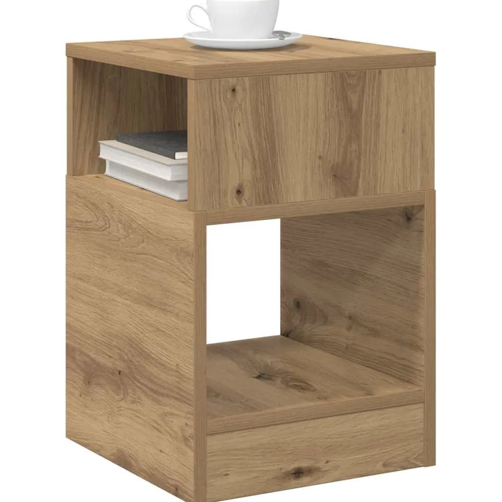 vidaXL Bijzettafel Artisan Eiken 30,5 x 30 x 45 cm Bewerkt hout