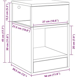 vidaXL Bijzettafel Artisan Eiken 30,5 x 30 x 45 cm Bewerkt hout