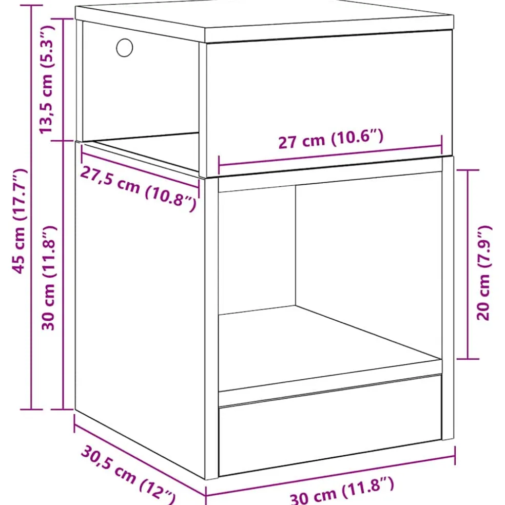 vidaXL Bijzettafel Artisan Eiken 30,5 x 30 x 45 cm Bewerkt hout