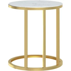 vidaXL Bijzettafel 45 cm gehard glas goudkleurig en witmarmer