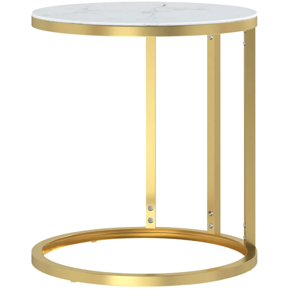 vidaXL Bijzettafel 45 cm gehard glas goudkleurig en witmarmer