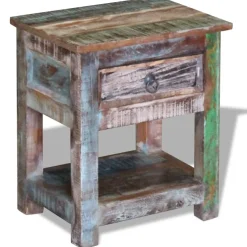 vidaXL Bijzettafel met lade 43x33x51 cm massief gerecycled hout