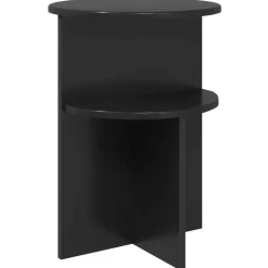 vidaXL Bijzettafel met opslag Zwart eiken Ø 39,5 x 55 cm Bewerkt hout