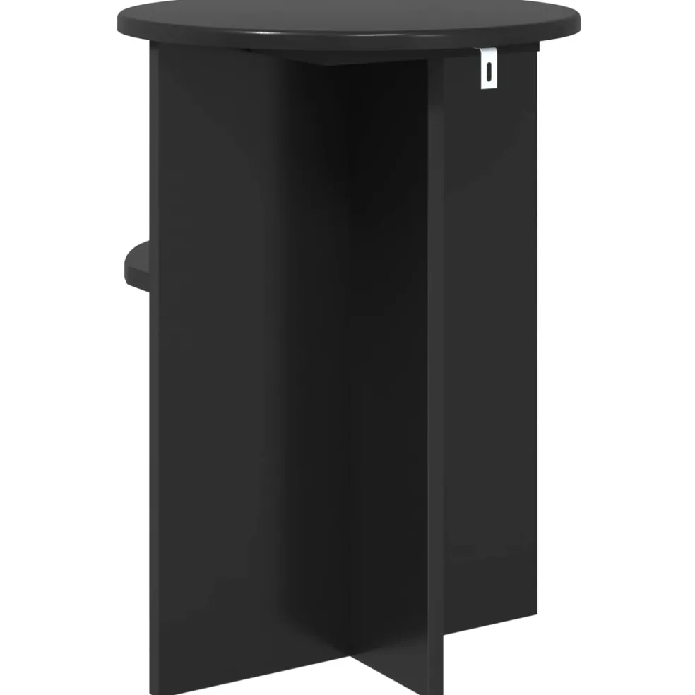 vidaXL Bijzettafel met opslag Zwart eiken Ø 39,5 x 55 cm Bewerkt hout