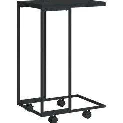 vidaXL Bijzettafel met wieltjes 40x30x63,5 bewerkt hout zwart