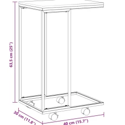 vidaXL Bijzettafel met wieltjes 40x30x63,5 bewerkt hout zwart