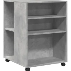 vidaXL Bijzettafel met wieltjes 55x60x78 cm bewerkt hout betongrijs
