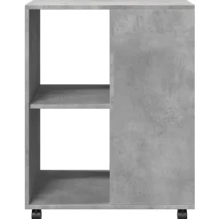 vidaXL Bijzettafel met wieltjes 55x60x78 cm bewerkt hout betongrijs