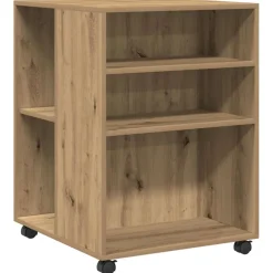 vidaXL Bijzettafel met wieltjes 55x60x78 cm hout artisanaal eikenkleur