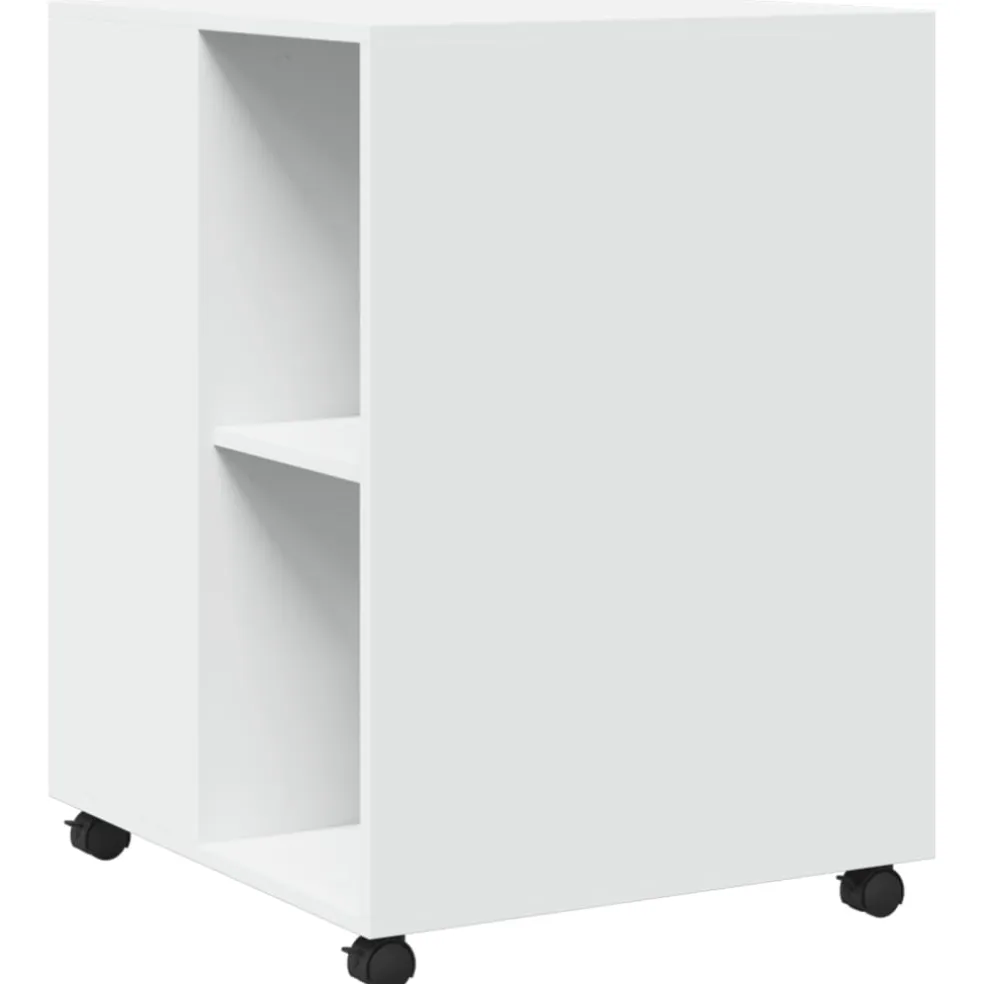 vidaXL Bijzettafel met wieltjes 55x60x78 bewerkt hout wit