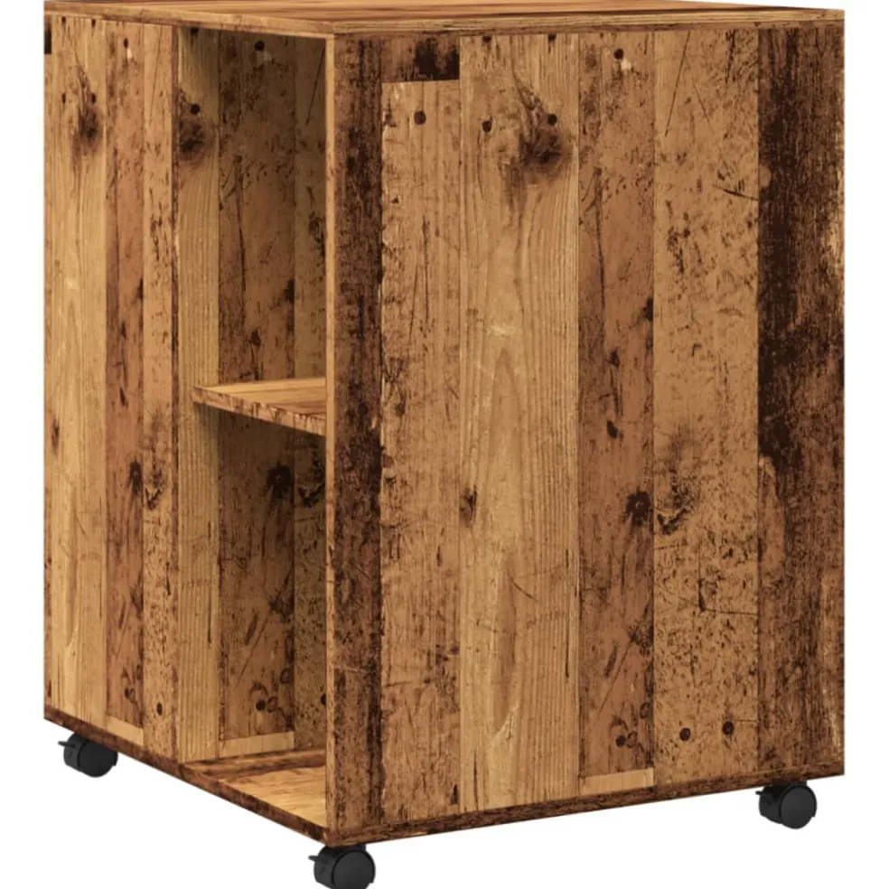 vidaXL Bijzettafel met wieltjes 55x60x78 cm bewerkt hout oud houtkleur