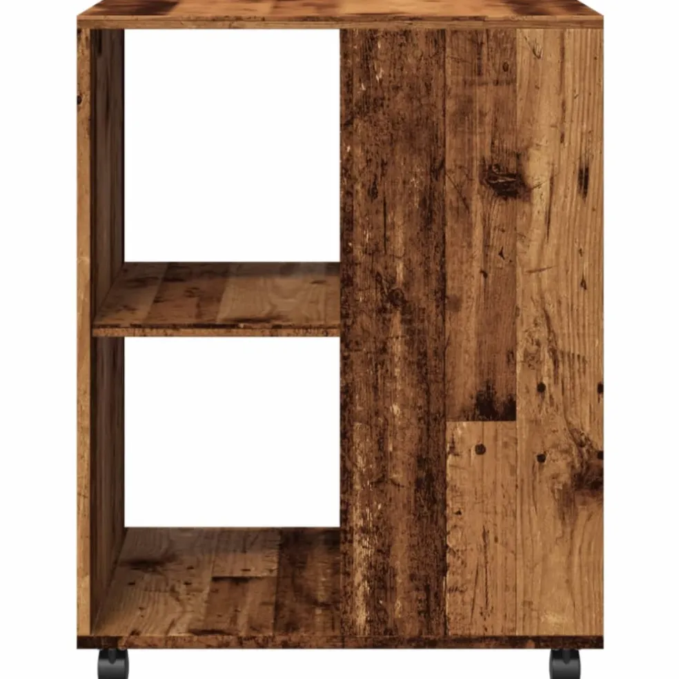 vidaXL Bijzettafel met wieltjes 55x60x78 cm bewerkt hout oud houtkleur