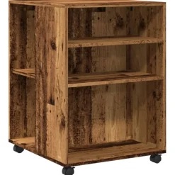 vidaXL Bijzettafel met wieltjes 55x60x78 cm bewerkt hout oud houtkleur