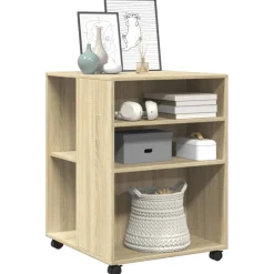 vidaXL Bijzettafel met wieltjes 55x60x78 cm hout sonoma eikenkleurig