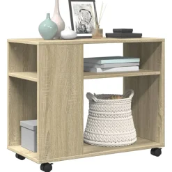 vidaXL Bijzettafel met wieltjes 70x35x60 cm hout sonoma eikenkleurig
