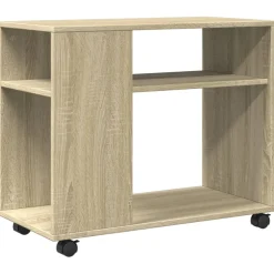 vidaXL Bijzettafel met wieltjes 70x35x60 cm hout sonoma eikenkleurig