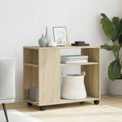 vidaXL Bijzettafel met wieltjes 70x35x60 cm hout sonoma eikenkleurig