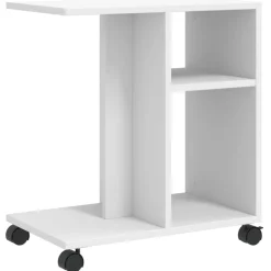vidaXL Bijzettafel met wieltjes 50x30x55 bewerkt hout wit