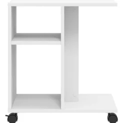 vidaXL Bijzettafel met wieltjes 50x30x55 bewerkt hout wit