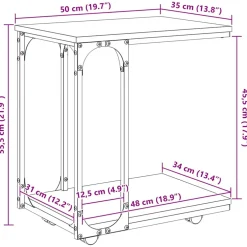 vidaXL Bijzettafel Oudhout 50 x 35 x 55.5 cm Bewerkt hout