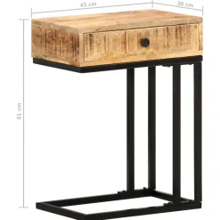 vidaXL Bijzettafel U-vormig 45x30x61 cm massief mangohout