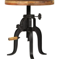 vidaXL Bijzettafel 45x(45-62) cm massief sloophout en gietijzer