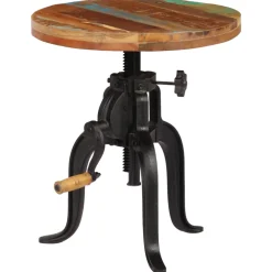 vidaXL Bijzettafel 45x(45-62) cm massief sloophout en gietijzer