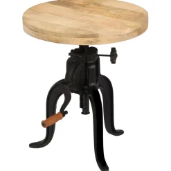 vidaXL Bijzettafel 45x(45-62) cm massief mangohout en gietijzer