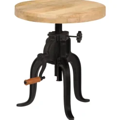 vidaXL Bijzettafel 45x(45-62) cm massief mangohout en gietijzer